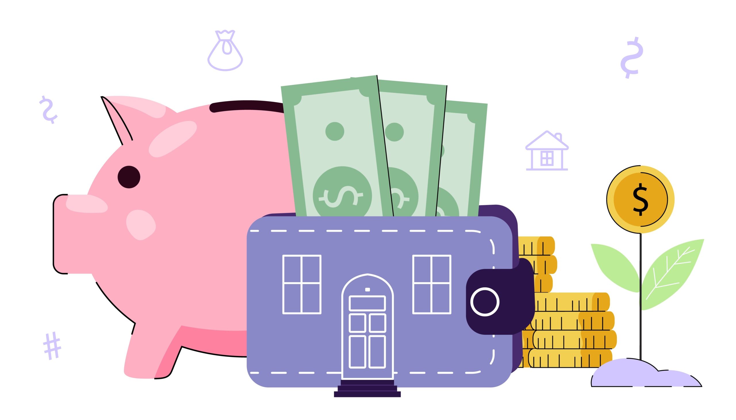 bild på en spargris och pengar, symboliserar rotavdrag